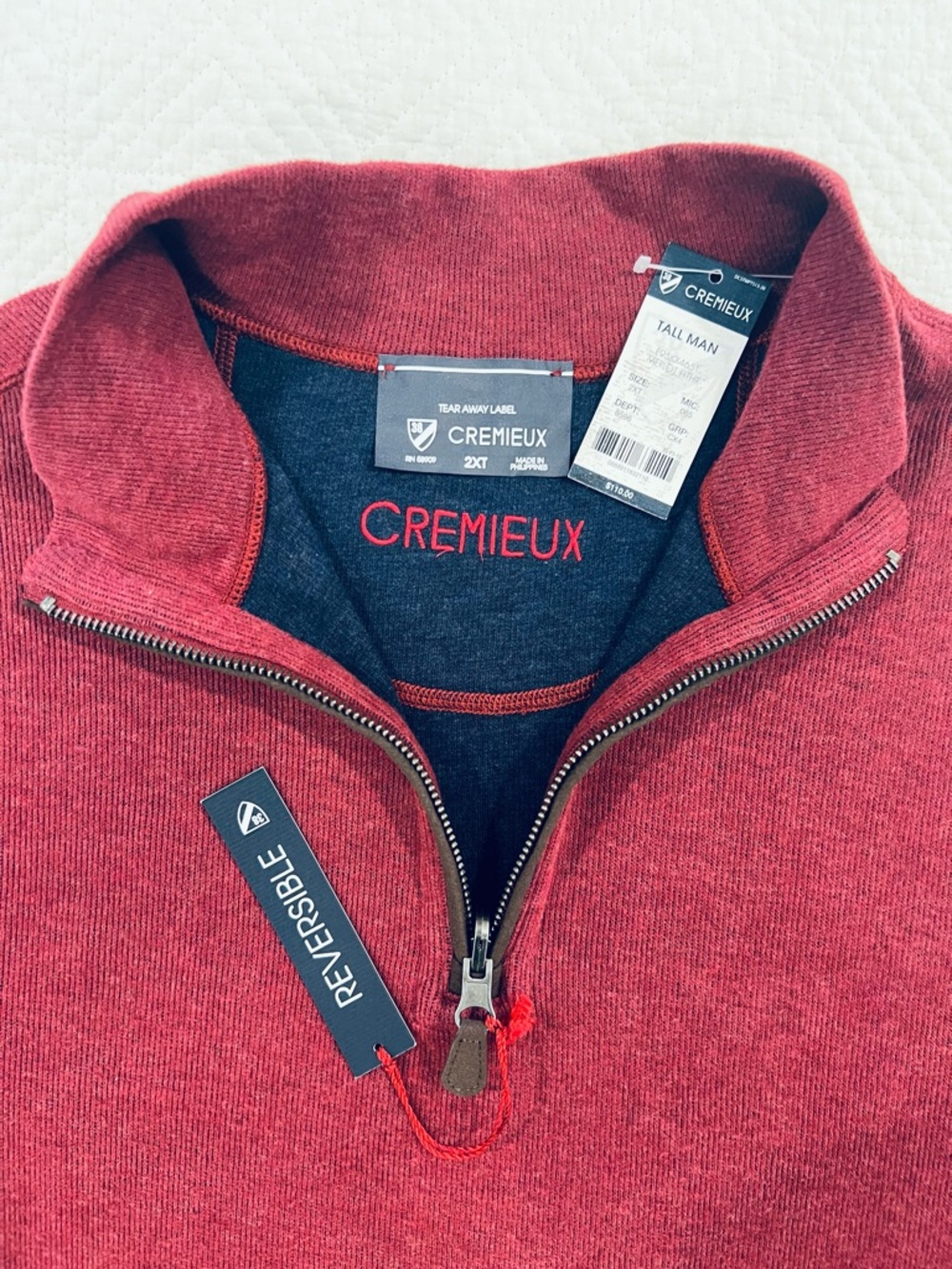 Daniel Cremieux Men's Heather Red Half-Zip Sweater